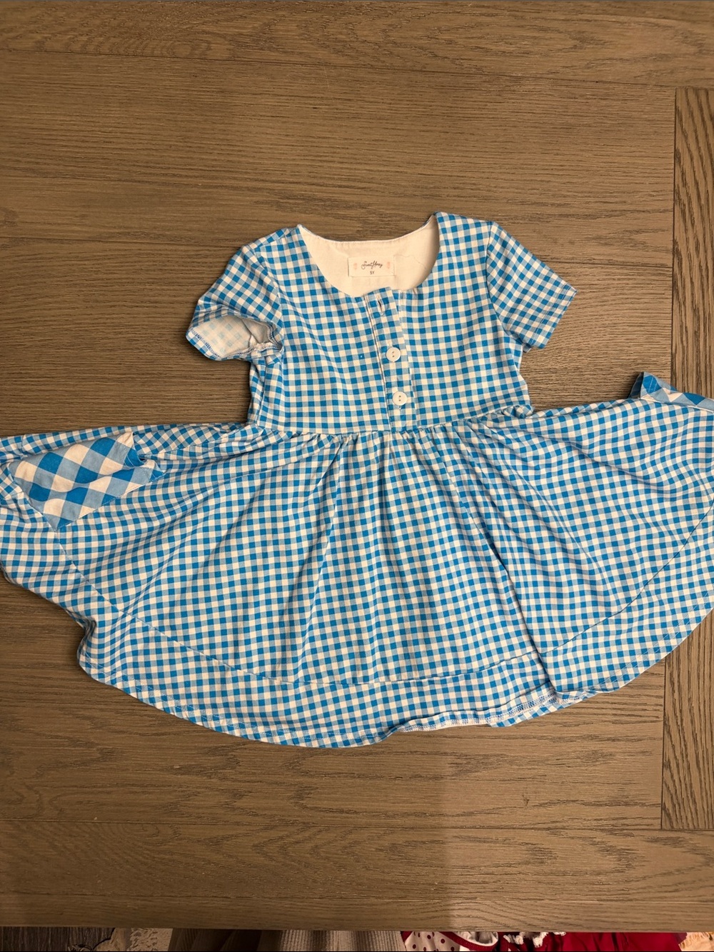 SweetHoney 5Y Blue Gingham Short-Sleeve Twirl Dress